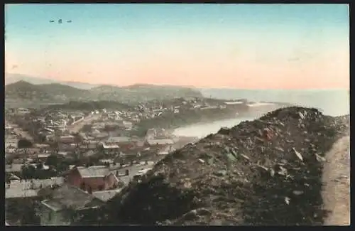 Panorama-AK 6 Karten Vladivostock, Stadtpanorama aus der Vogelschau