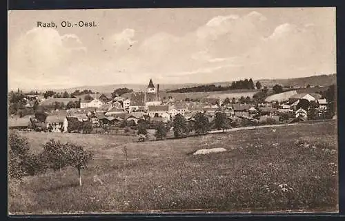 AK Raab /Ob.-Oest., Ortsansicht von einen Berg aus