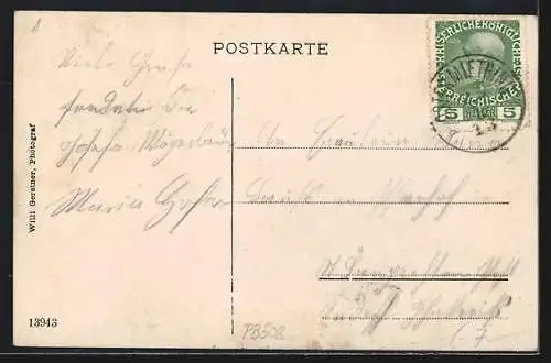 AK Ostermiething /O. Ö., Ortsansicht von einer Anhöhe aus