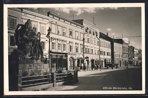 AK Altheim, Marktplatz mit Geschäften