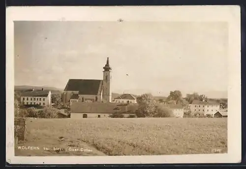 AK Wolfern bei Steyr, Ortsansicht mit Kirche