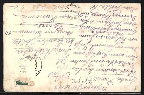 AK St. Georgen a. d. Gusen, Teilansicht mit Brücke und Kirche