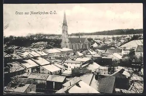 AK Mauerkirchen O. Ö., Ortsansicht aus der Vogelschau