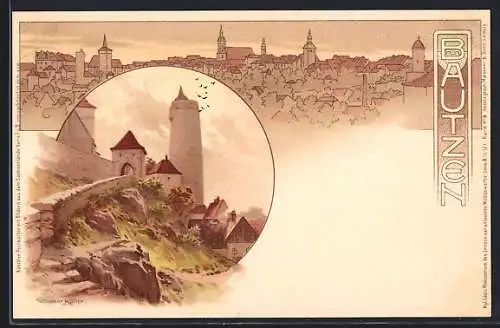 Künstler-AK Meissner & Buch (M&B) Nr.6: Bautzen, Panorama