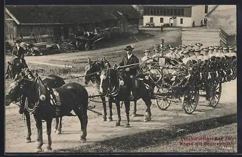 AK Bad Tölz, Leonhardifahrt mit Pferdekutsche und Bauernmadeln, Kongress