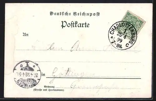 Lithographie Berlin-Charlottenburg, Mausoleum bei Vollmond