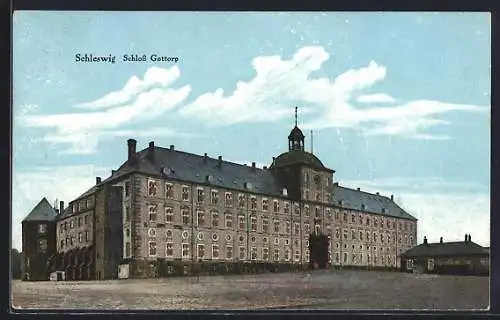 AK Schleswig, Schloss Gottorp mit leuchtenden Fenstern