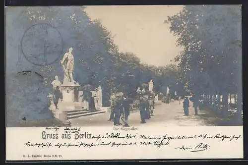 AK Berlin-Tiergarten, Die Siegesallee mit Statuen