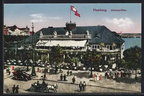 AK Hamburg-Neustadt, Alsterpavillon aus der Vogelschau