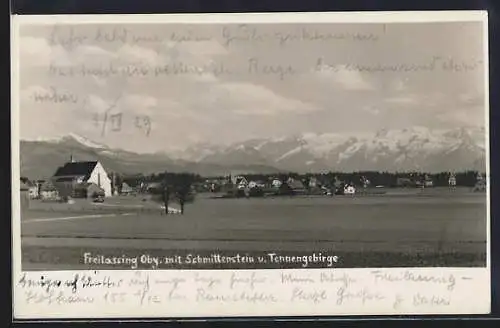 AK Freilassing /Oby., Ortsansicht mit Schmittenstein u. Tennengebirge