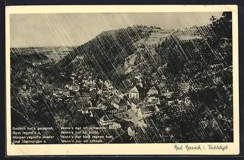 AK Bad Berneck i. Fichteklgeb., Ortsansicht mit Spruch über Regen