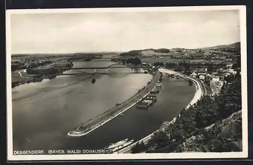 AK Deggendorf, Blick auf die Donaubrücke