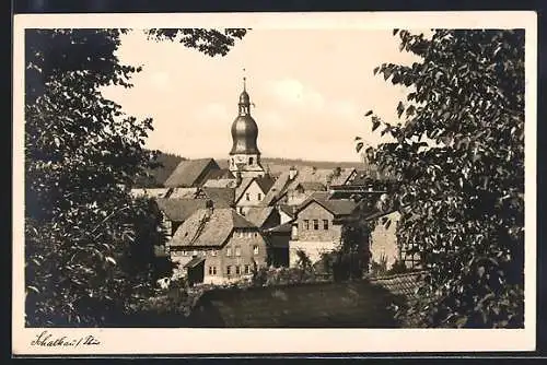 AK Schalkau /Thür., Ortsansicht aus der Vogelschau