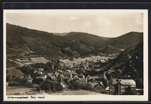 AK Unterweissbach /Thür.-Wald, Gesamtansicht von einen Berg aus