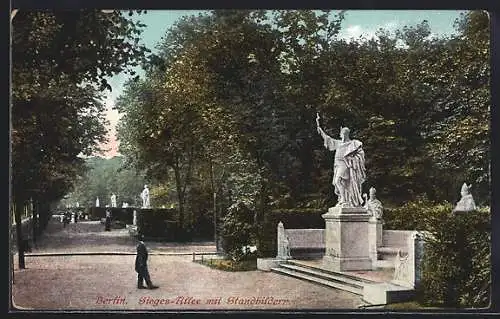 AK Berlin-Tiergarten, Siegesallee mit Standbildern