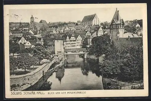 AK Schwäbisch Hall, Blick von der Mauerstrasse auf die Stadt