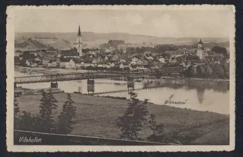 AK Vilshofen, Teilansicht mit Brücke