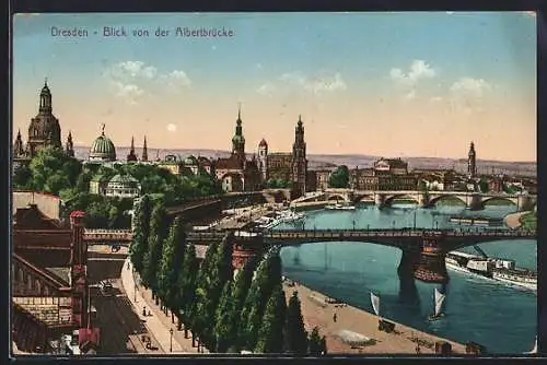 AK Dresden, Blick von der Albertbrücke