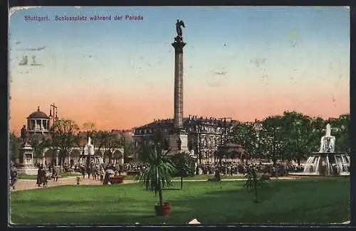 AK Stuttgart, Schlossplatz während der Parade