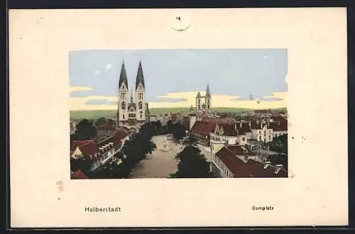 AK Halberstadt, Domplatz mit Dom