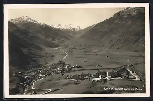 AK Andermatt, Gesamtansicht gegen die Furka