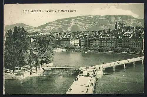 AK Genève, La Ville et le Mont Blanc