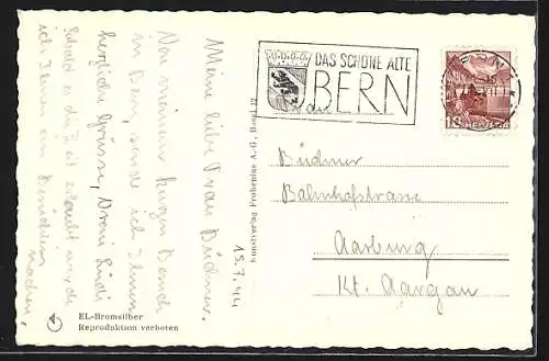 AK Bern, Totalansicht mit Strasse und Alpenpanorama aus der Vogelschau
