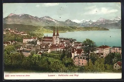 AK Luzern, Hofkirche und Rigi