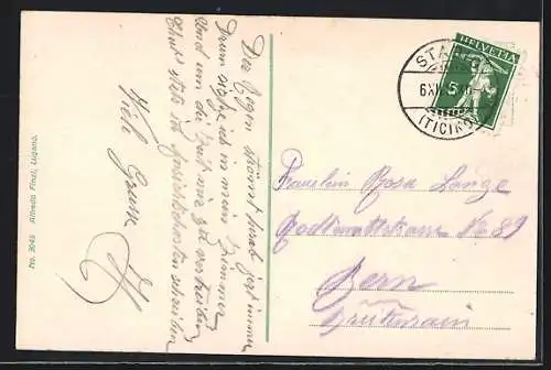 AK Lugano, Panorama mit Bergen u. Dampfer aus der Vogelschau