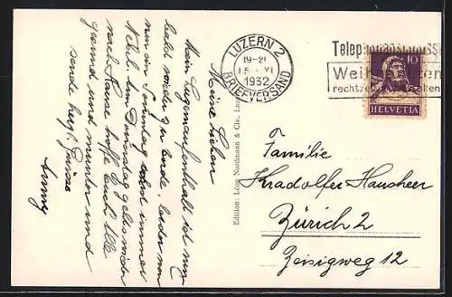 AK Luzern, Brücke mit Wasserblick u. Stadtpanorama aus der Vogelschau