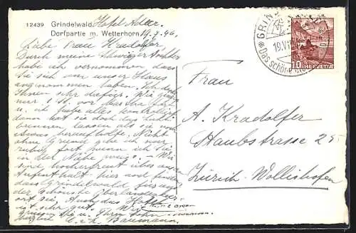AK Grindelwald, Dorfpartie m. Wetterhorn