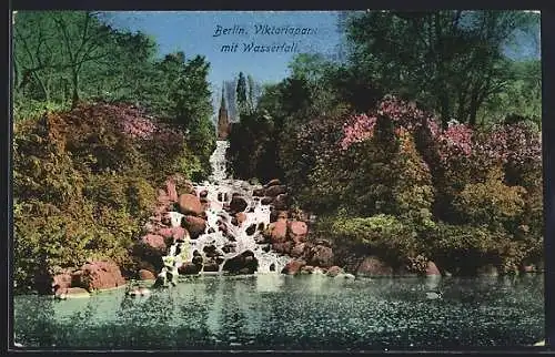 AK Berlin-Kreuzberg, Viktoriapark mit Wasserfall