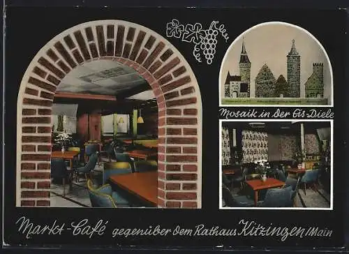 AK Kitzingen /Main, Markt-Cafe F. Hauck, Innenansichten, Turm-Mosaik