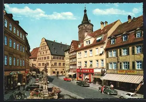 AK Kitzingen, Marktstrasse und Rathaus