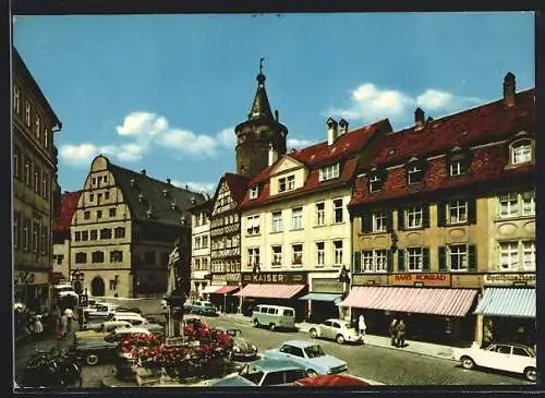 AK Kitzingen am Main, Marktplatz mit Rathaus aus der Vogelschau