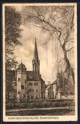 AK Emmendingen, Markgrafenschloss mit Kirchturm