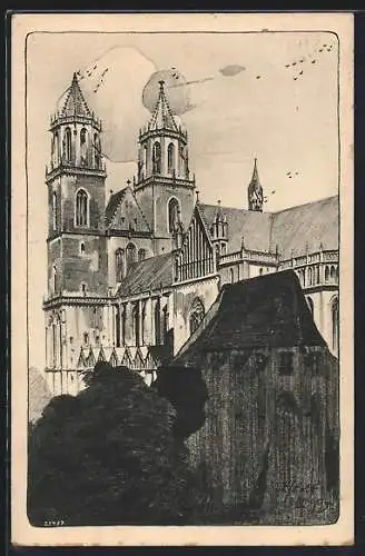 Künstler-AK Magdeburg, Der Dom