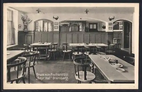 AK Starnberg, Gasthaus Fischerstübl Bayr. Hof, Innenansicht