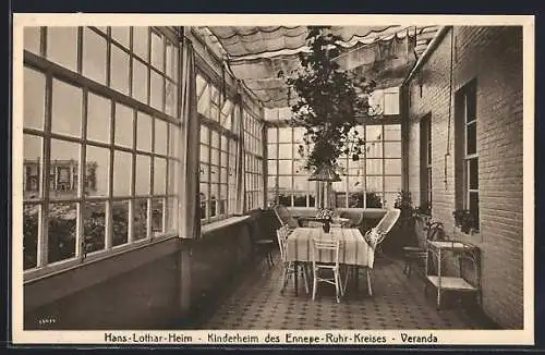 AK Norderney, Hans-Lothar-Heim, Kinderheim des Ennepe-Ruhr-Kreises, Veranda