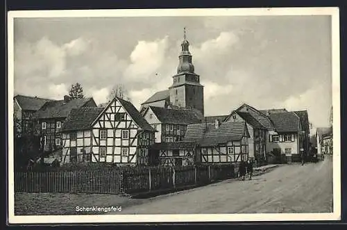 AK Schenklengsfeld, Ortspartie mit Blick zur Kirche