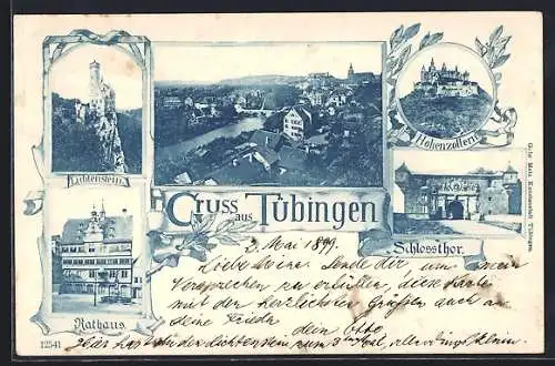 AK Tübingen, Lichtenstein, Rathaus, Hohenzollern