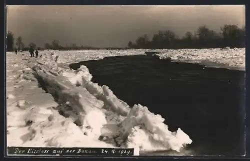 AK Dillingen /Donau, Der Eisstoss auf dem Fluss 1929