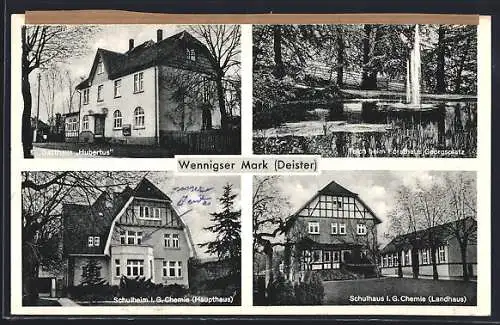 AK Wennigser Mark /Deister, Gasthaus Hubertus, Teich beim Forsthaus Georgsplatz, Schulheim IG Chemie