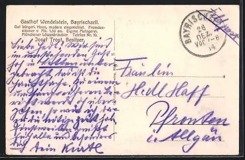 AK Bayrischzell, Gasthof Wendelstein v. Josef Trost