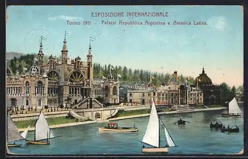 AK Torino, Esposizione Internazionale 1911, Palazzi Repubblica Argentina e America Latina