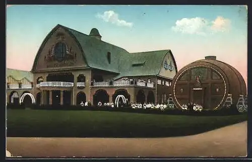 AK Leipzig, Internat. Baufachausstellung mit Sonderausstellungen 1913, Bayerische Bierhalle und Riesenfass