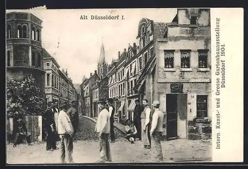 AK Düsseldorf, Intern. Kunst- und grosse Gartenbauaustellung 1904, Strassenpartie im Ort