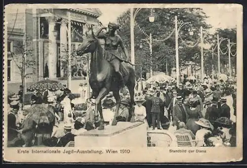 AK Wien, Erste Internationale Jagd-Ausstellung 1910, Standbild der Diana