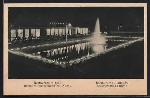 AK Brno, Jubilejní Výstava CSL Kultury 1928, Restaurace v noci