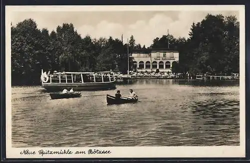 AK Strausberg /Mark, Hotel und Terrassen-Restaurant Neue Spitzmühle am Bötzsee, Inh. Johann Gärtner